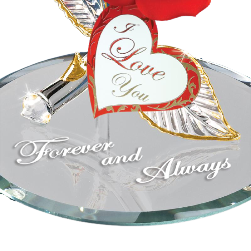 Red Rose Figurine Handmade Decor Forever and Always Anniversary Gift