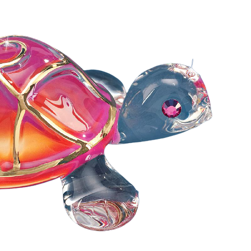 Glass Baron Sunrise Turtle Collectible Figurine with Crystal Accents