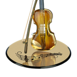 Handcrafted Glass Violin Figurine with Music Notes and Gold Accents