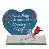 Rose Figurine Gift for Wife Heart Decor Handmade Glass Figurine Home Décor, Anniversary Gift