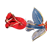 "My Wife" Red Rose Glass Art Love Gift with Gold Accents & Message Tag