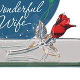 Rose Figurine Gift for Wife Heart Decor Handmade Glass Figurine Home Décor, Anniversary Gift