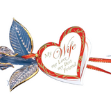 "My Wife" Red Rose Glass Art Love Gift with Gold Accents & Message Tag