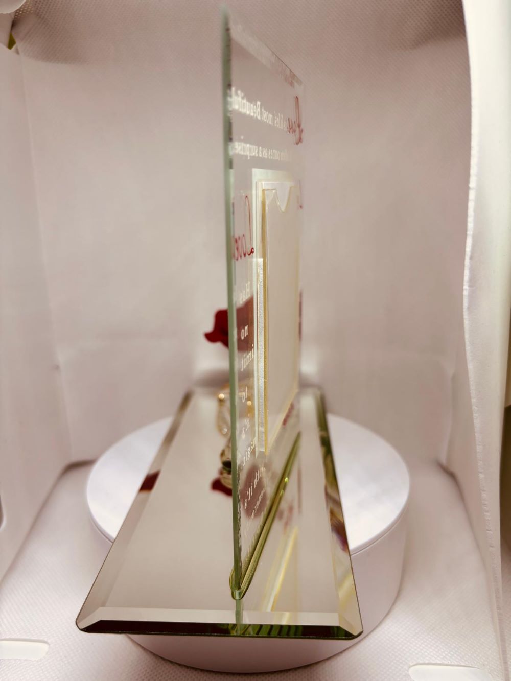 Love is Beautiful Picture Frame | Handcrafted Glass Frame with Rose Design