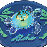 Sea Turtle Aloha Figurine with Crystals on Glass Mirror Coastal Decor