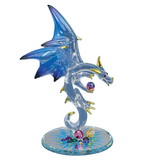 Jewel Keeper Dragon, Glass Dragon Figurine, Blue Wings, Handmade Dragon Statue, Home Decor Gifts, Holiday Gifts for Him/Her