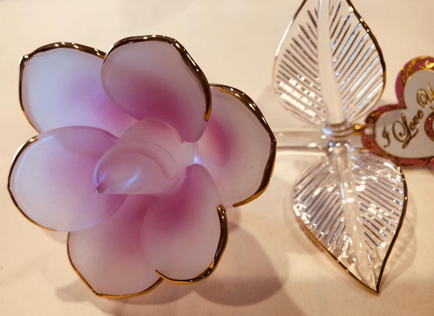 Pink Rose Figurine for Mom Handcrafted I Love You Mom Mother's Day Gift Home Decoration