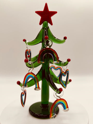 Love Is Love Rainbow Glass Christmas Tree Figurine 6”