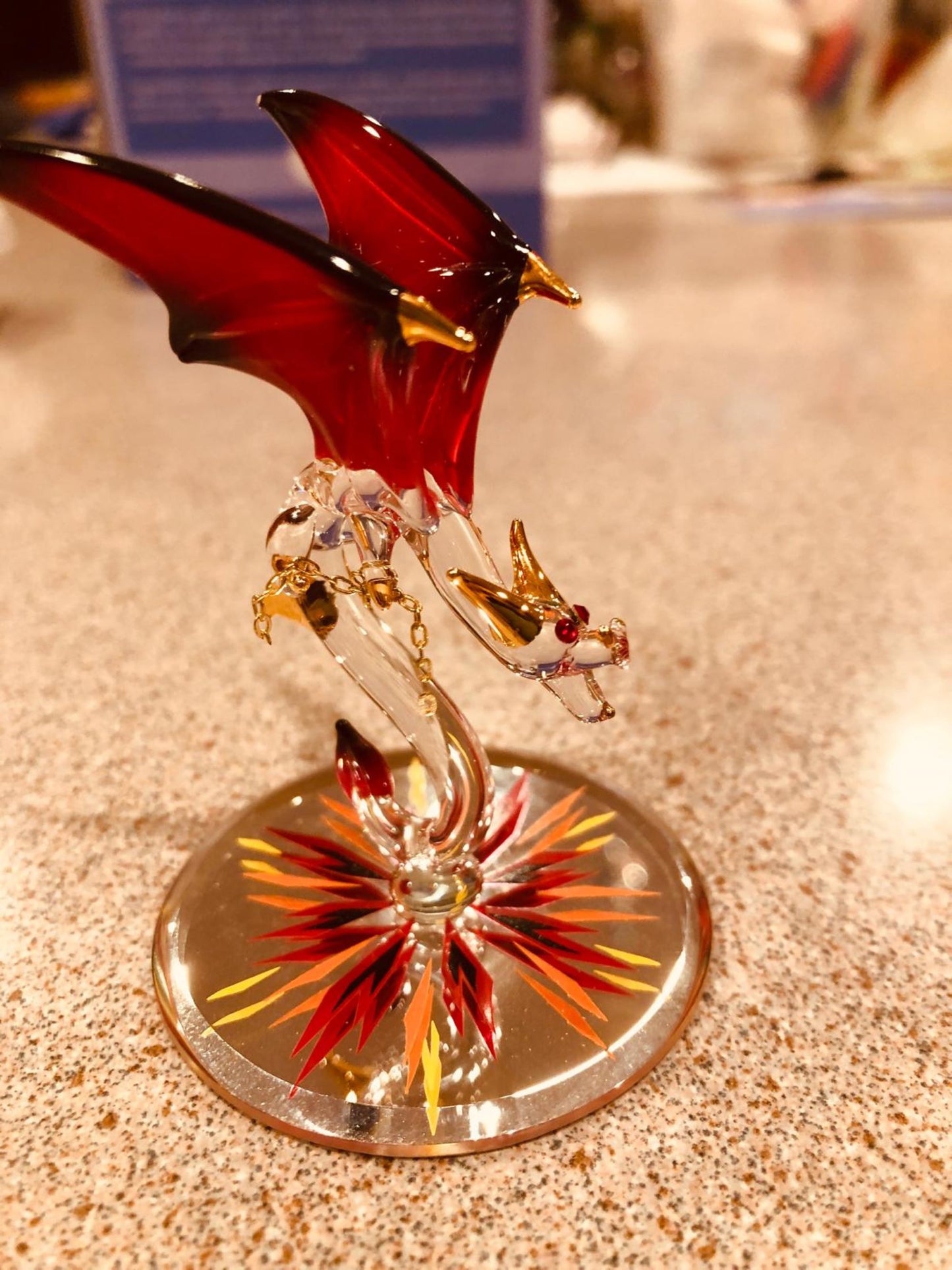 Glass Red Dragon Dynamite Figurine Crystal Dragon Figurine, Room Decor, Fantasy Dragon Decor, Holiday Gifts