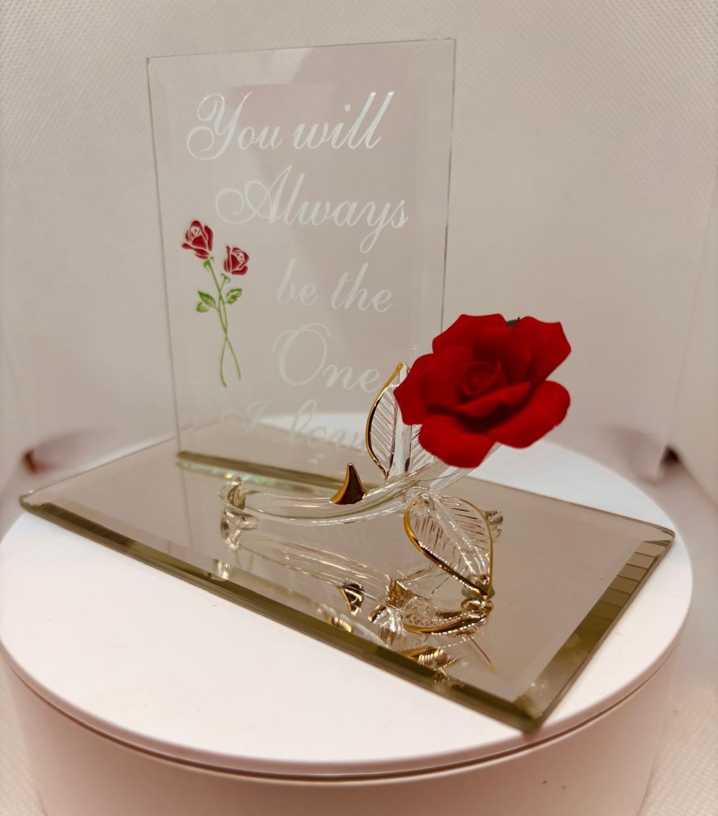 Rose "One I Love" Glass Figurine | Handcrafted Romantic Gift