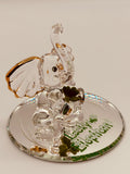 Lucky Elephant Glass Figurine | Handcrafted Elephant Decor with Clover and Crystal Eyes
