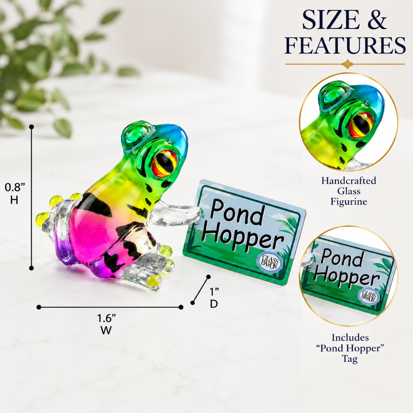Mini Glass Frog Figurine Handcrafted Pond Hopper Frog Gift & Nature Decor