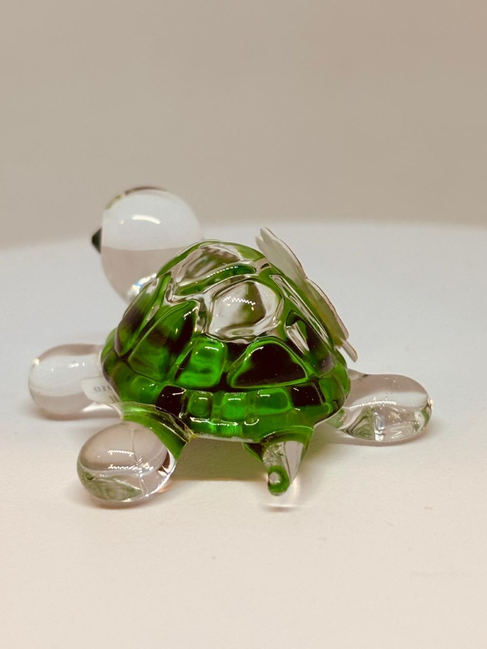 Lucky Green Turtle Figurine | Handcrafted Glass Turtle with Crystal Eyes