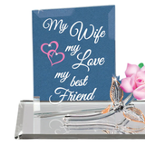 My Wife My Best Friend Pink Rose Figurine | Handcrafted Glass Gift