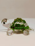 Lucky Green Turtle Figurine | Handcrafted Glass Turtle with Crystal Eyes