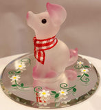 Pretty Pink Pig Figurine Handcrafted Glass Farm Animal Collectible with Crystals