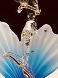 Mermaid on Blue Coral Glass Figurine | Crystal Ocean Mermaid Fantasy Décor