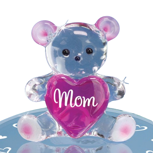 Mother's day Gift, I Love You Mom, Handcrafted Glass Bear Figurine, Animals Bear Gift, Gifts for Wife