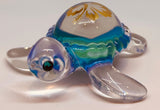 Baby Aloha Sea Turtle Figurine with Crystal Accents Handcrafted Glass Collectible