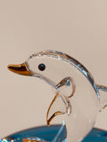 Sunset Dolphin Blue Glass Figurine | Handcrafted Coastal Decor with Crystal Accents