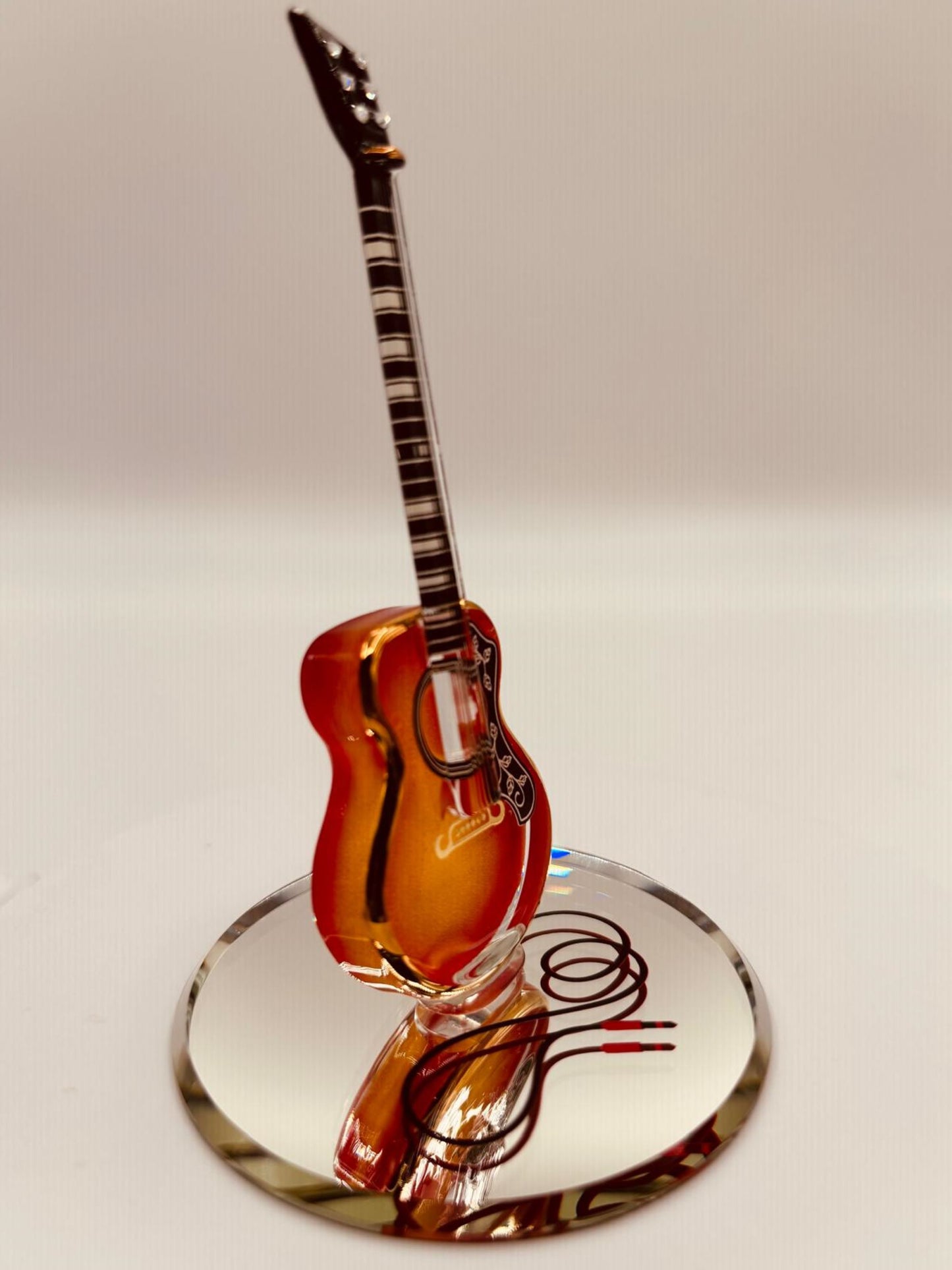 Acoustic Cherry Guitar Glass Figurine | Music Lover & Musician Gift Decor