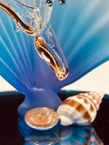 Mermaid on Blue Coral Glass Figurine | Crystal Ocean Mermaid Fantasy Décor