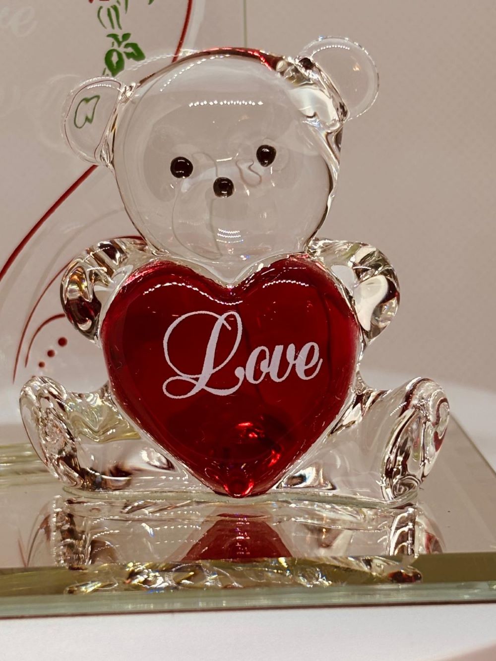 You Are Forever My Love Glass Teddy Bear Figurine | Handcrafted Gift of Love