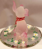 Pretty Pink Pig Figurine Handcrafted Glass Farm Animal Collectible with Crystals