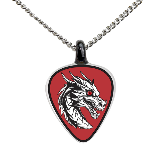 Dragon Guitar Pick Necklace Handcrafted Glass Dragon Pendant with Crystals