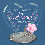Rose Always & Forever Figurine Handcrafted Glass Gift with Romantic Message