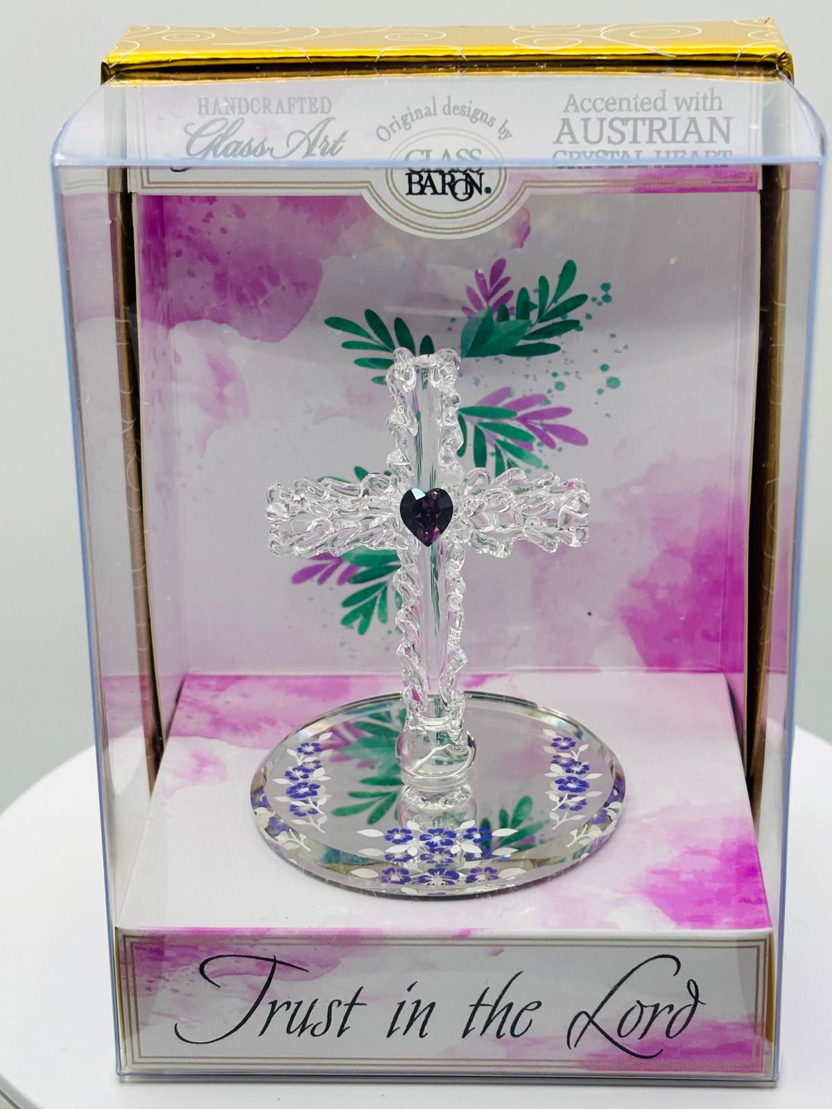 Christian Cross Glass Art Gift Box – Faith Decor, Religious Gift, Trust in the Lord