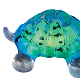 Caribbean Blue Glass Turtle Figurine with Crystal Eyes Ocean Sea Life Décor