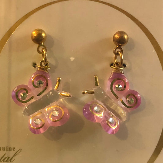Pink Butterfly Earrings Handmade Jewelry Gift Dangle Drop Earrings