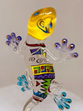 Climbing Gecko Figurine | Handcrafted Colorful Glass Lizard Art Decor