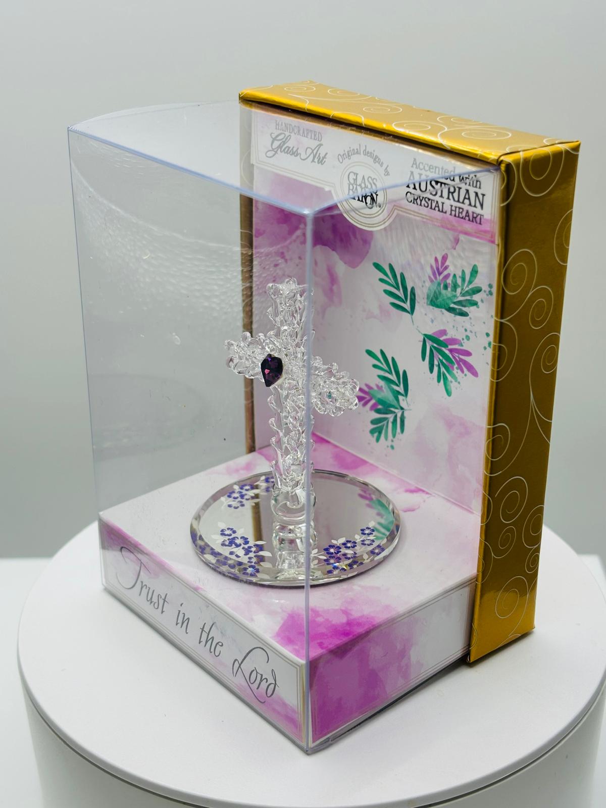 Christian Cross Glass Art Gift Box – Faith Decor, Religious Gift, Trust in the Lord