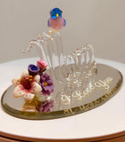 Mom "I Love You" Glass Figurine Hummingbird with Flowers Handcrafted Gift