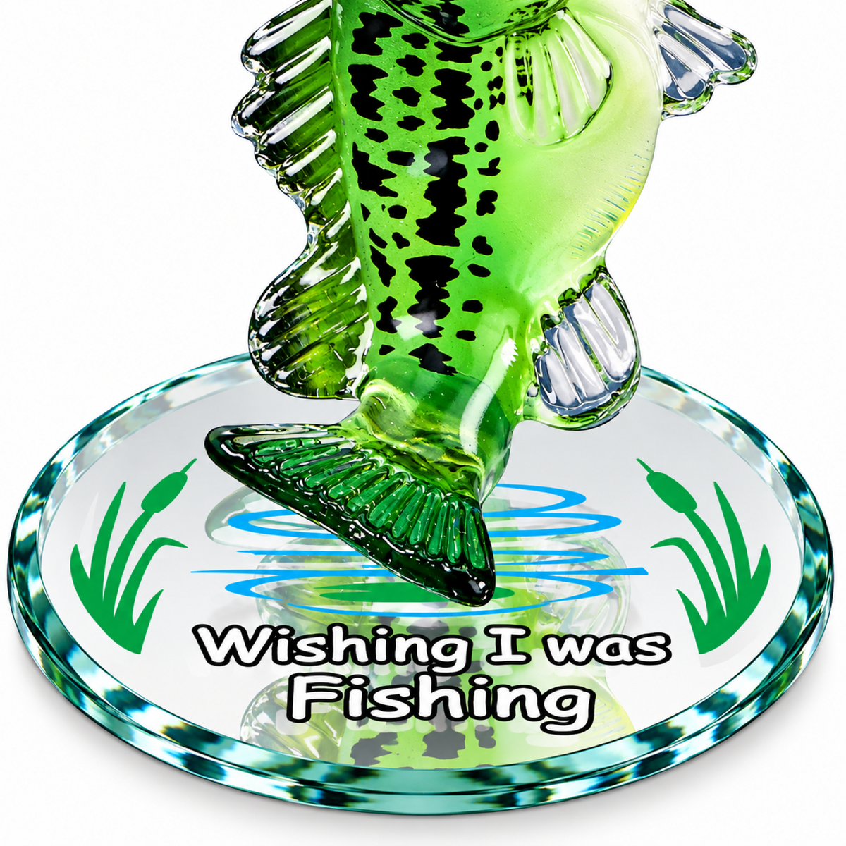 Largemouth Bass Figurine, Glass Fishing Decor, Fishing Gift for Anglers
