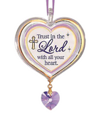 Trust in the Lord with your Heart Ornament ~ Crystal Accents