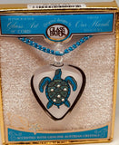 Aloha Sea Turtle Guitar Pick Necklace Handcrafted Glass Pendant with Crystals