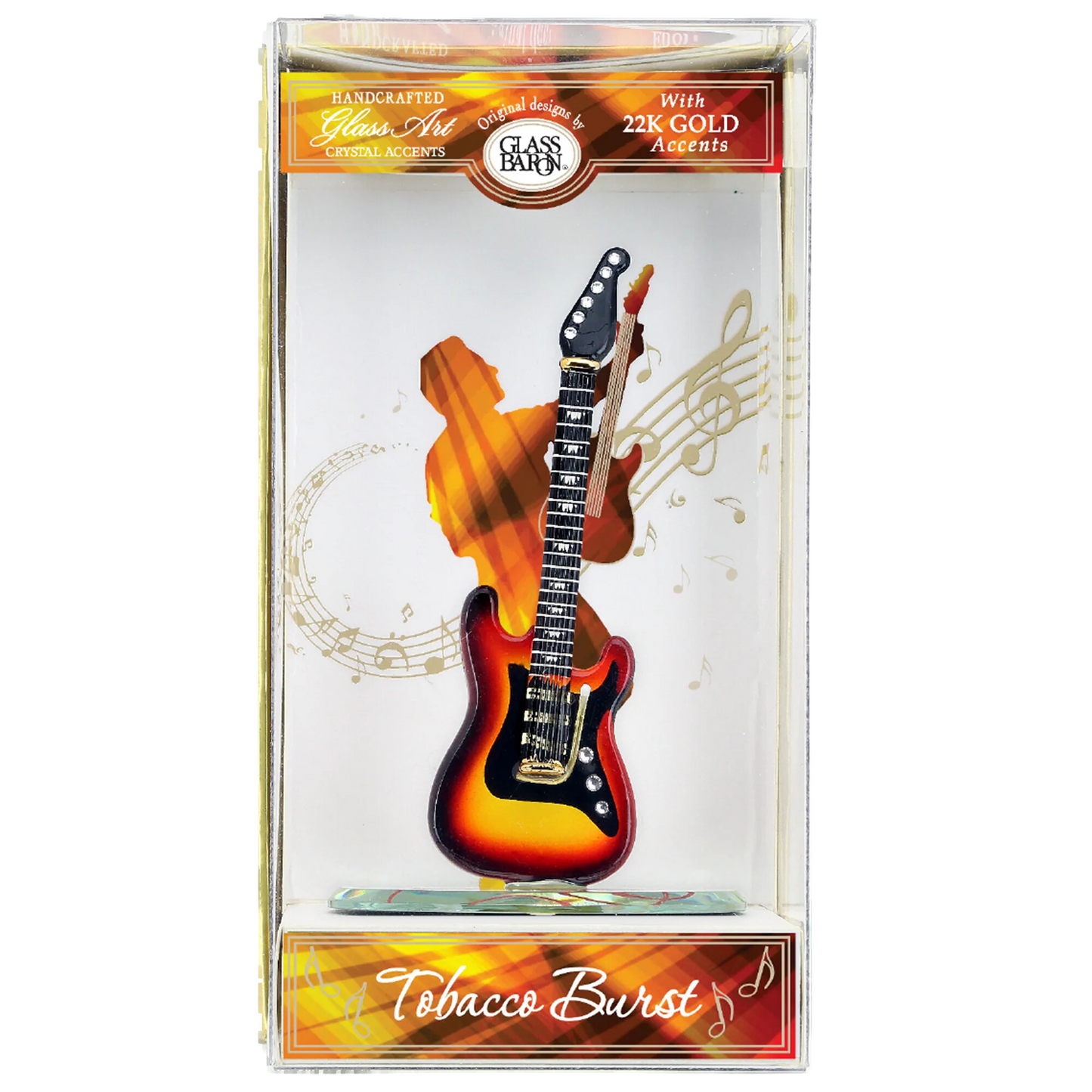 Vintage Tobacco Burst Glass Guitar in Keepsake Gift Box