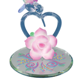 Glass Hummingbird Figurine with Crystal Heart Handcrafted Pink Heart Sculpture Glass Art Collectible Home Decor Accent