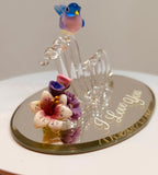 Mom "I Love You" Glass Figurine Hummingbird with Flowers Handcrafted Gift
