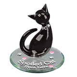 Spoiled Cat Figurine with Crystals Handcrafted Glass Cat Collectible
