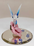 Hummingbird with Pink Flower Figurine | Handcrafted Glass Bird Home Decor