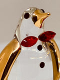 Playful Glass Penguin Figurine Handcrafted with Gold Accents