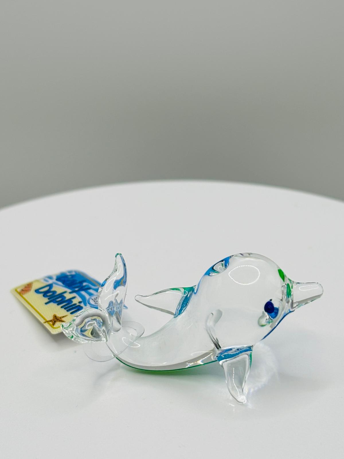 Baby Dolphin Glass Figurine – Handcrafted Ocean Decor Gift