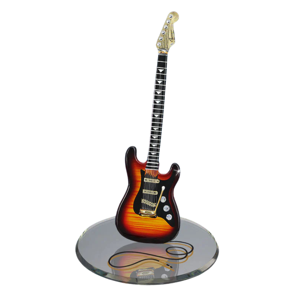Vintage Tobacco Guitar Figurine Handcrafted Glass Music Collectible