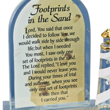 Footprints in the Sand Glass Plaque Christian Faith Decor, Inspirational Gift