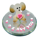Puppy "I Ruv You" Figurine Handcrafted Glass Dog with Crystals Cute Gift for Dog Lovers