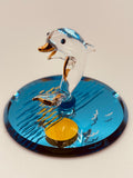 Sunset Dolphin Blue Glass Figurine | Handcrafted Coastal Decor with Crystal Accents